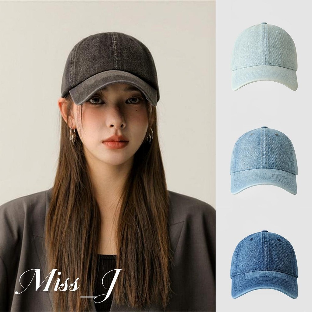 Miss_J พร้อมส่งจากกทม🎀หมวกเบสบอลเดนิมพื้นดีไซน์ใหม่ปี 2025 ขนาดใหญ่ มงกุฎลึกขึ้น ปีกหมวกกว้างขึ้น พร้อมการป้องกันรังสี UV เหมาะสำหรับทุกโอกาส