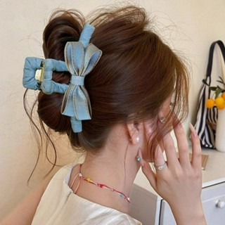 อุปกรณ์หนีบท้ายทอยสไตล์วินเทจ ผ้ายีนส์ กิ๊บรัดผม สำหรับผู้หญ…