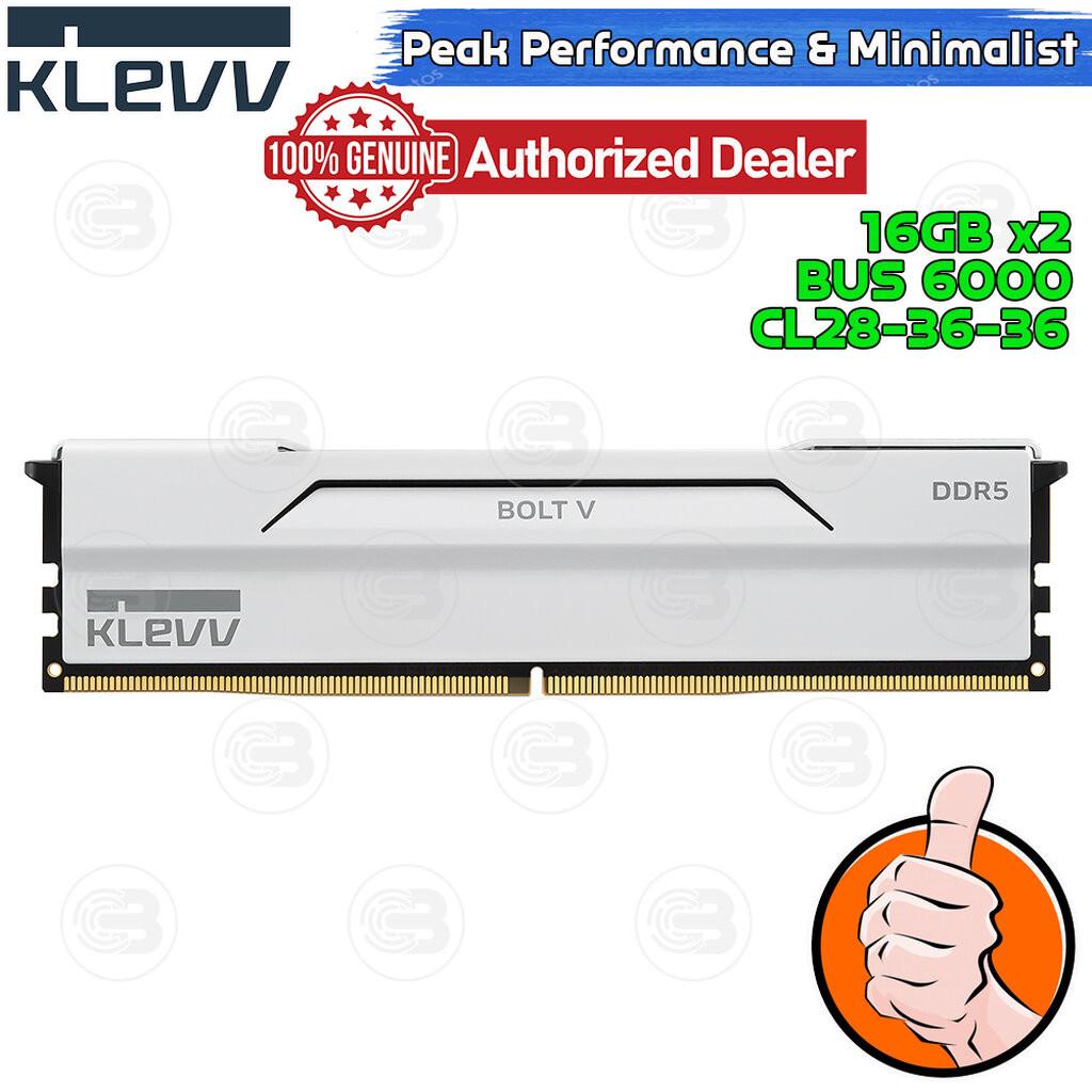 [CoolBlasterThai] KLEVV BOLT V Pure White 32GB (16GBx2) DDR5-6000 CL28-36-36 (LT-Warranty)
