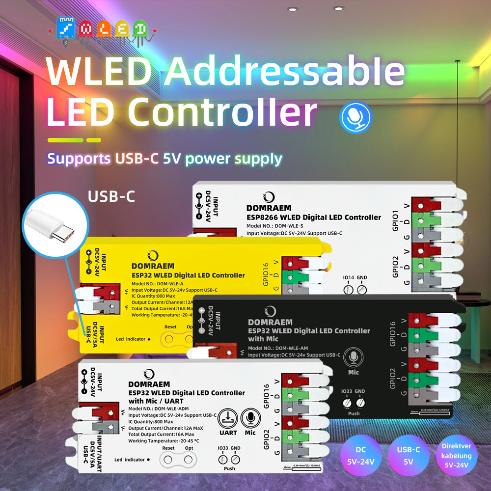 DOMRAEM Zigbee 3.0 สมาร์ท 5 in1 LED Controller DIMMER WW/CW RGB RGBWCCT Strips ทํางานร่วมกับ 3.0 Hub