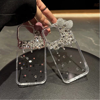 เคสโทรศัพท์สําหรับ OPPO Reno 16 16F 15 Max 15F 14F 14 13 13F 12 12F 11F 11 10 8T 7Z 8Z 6Z 8 7 6 Pro 4G 5G 3Dโบว์Rhinestonesนุ่มกันกระแทกปกหลัง