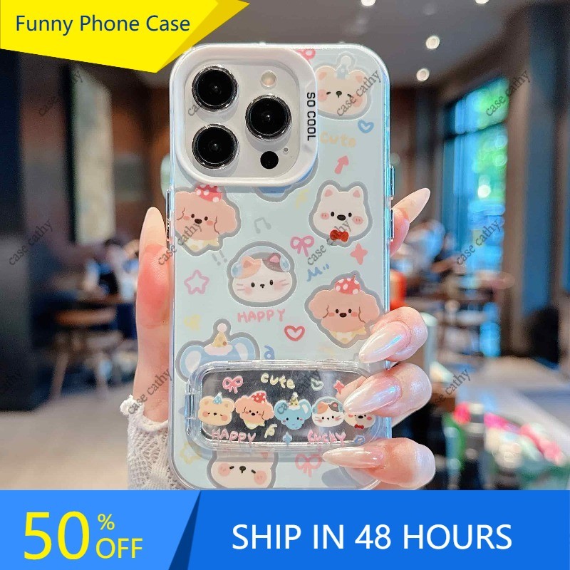 เข้ากันได้กับ iPhone 16 iPhone 15 iPhone 13 iPhone 11 เคสโทรศัพท์กลิตเตอร์ใส รุ่นอัพเกรด RLTH2563CYK+BA~2#