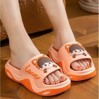 Bushopz รองเท้าแตะ รองเท้าแตะผู้หญิงแบบสวมพื้นนิ่มน้ำหนักเบาใส่สบาย ลายน่ารัก