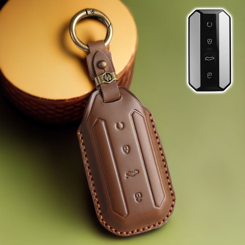 เหมาะสําหรับ JAECOO J5 EV เคสกุญแจหนังแท้วัสดุหนังวัว Jaecoo J5 ev เคสกุญแจรถ