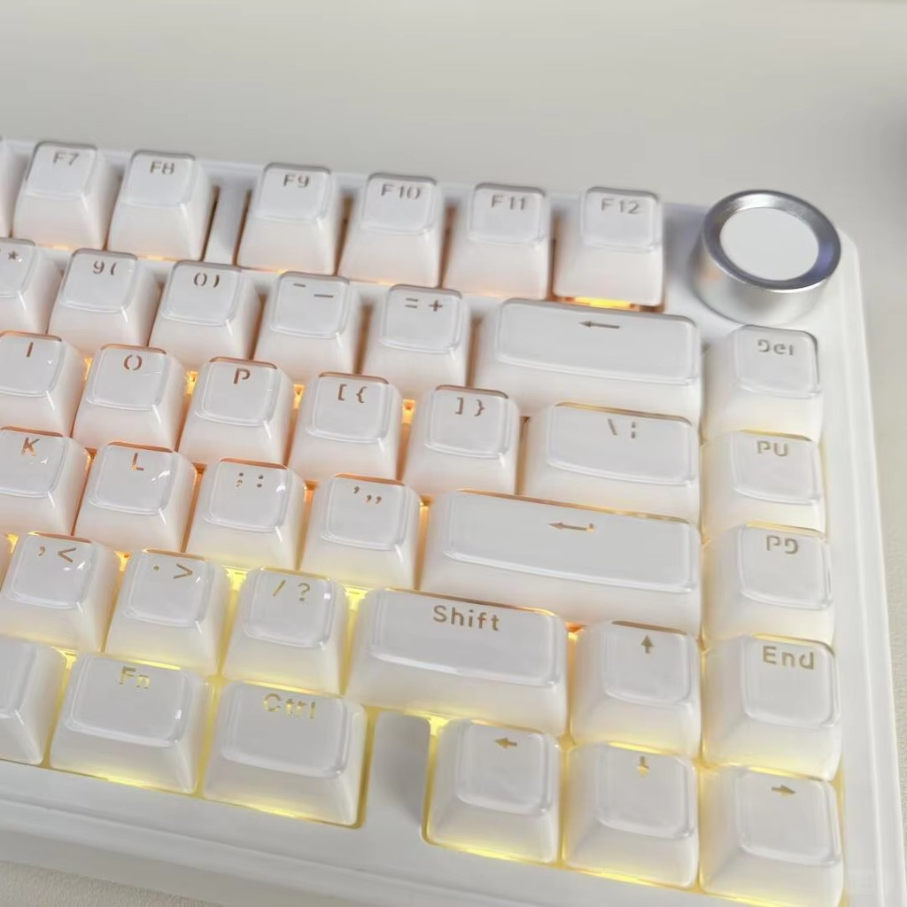 136 คีย์สีขาวโปร่งแสง Clear Shine ผ่าน ABS Keycaps Jello Crystal PC Keycaps สําหรับคีย์บอร์ดแบบกลไก