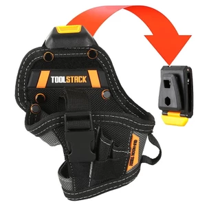 TOOLS กระเป๋าใส่สว่านขนาดเล็ก - กระเป๋าเครื่องมือกันน้ําพร้อมห่วงดอกสว่าน 3 ห่วง, คลิปหนีบเข็มขัดสําหรับงานหนักสําหรับช่างไฟฟ้าและงานฝีมือ TSK-20S