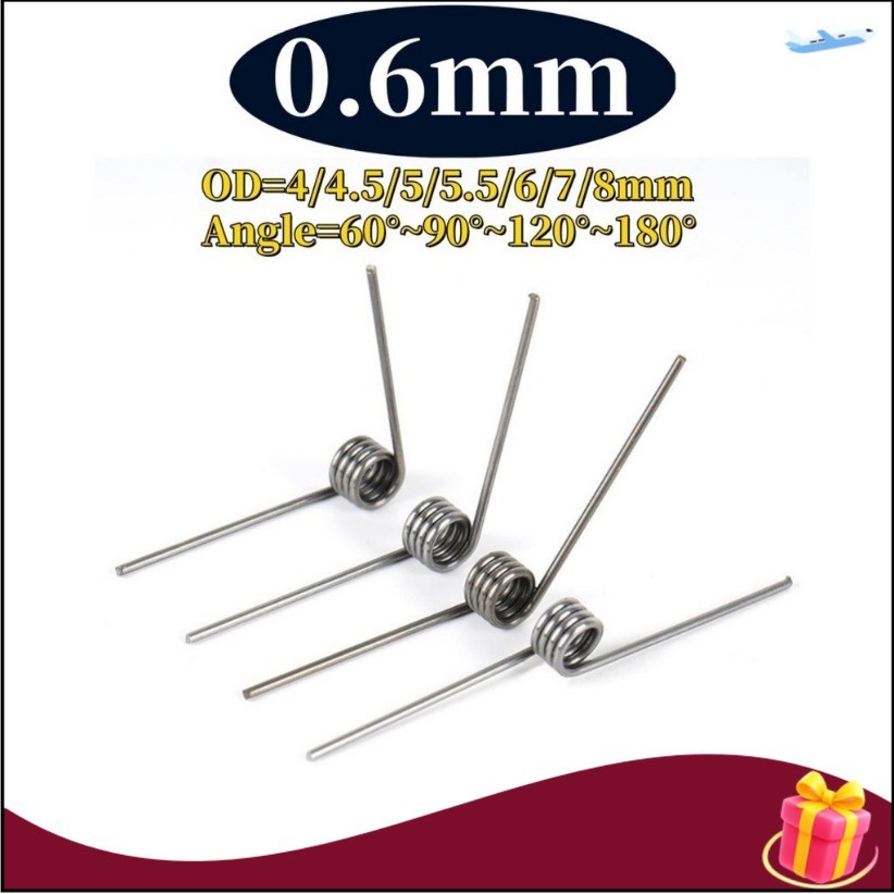 Sus304 d0.6mm OD4/4.5/5/5.5/6/7/8mm V-shaped spiral torsion ฤดูใบไม้ผลิมุม 60/90/120/180 องศาWDY-MB
