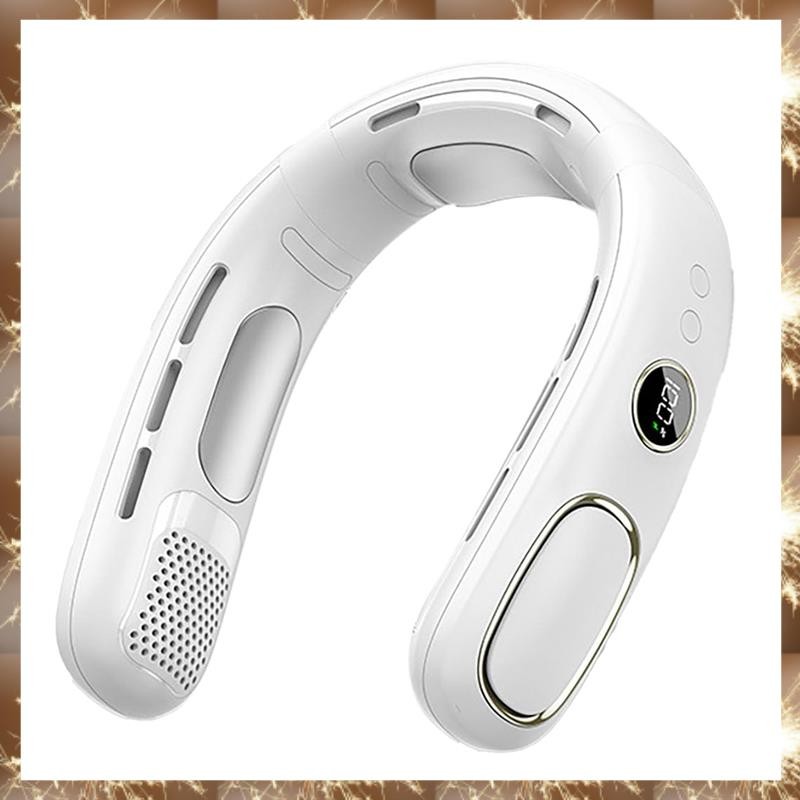 (OKB)พัดลมคอเย็นคอที่เป่าลมลมเย็นแบบชาร์จไฟได้เครื่องทําความเย็นคอสําหรับสภาพอากาศร้อนสีขาว