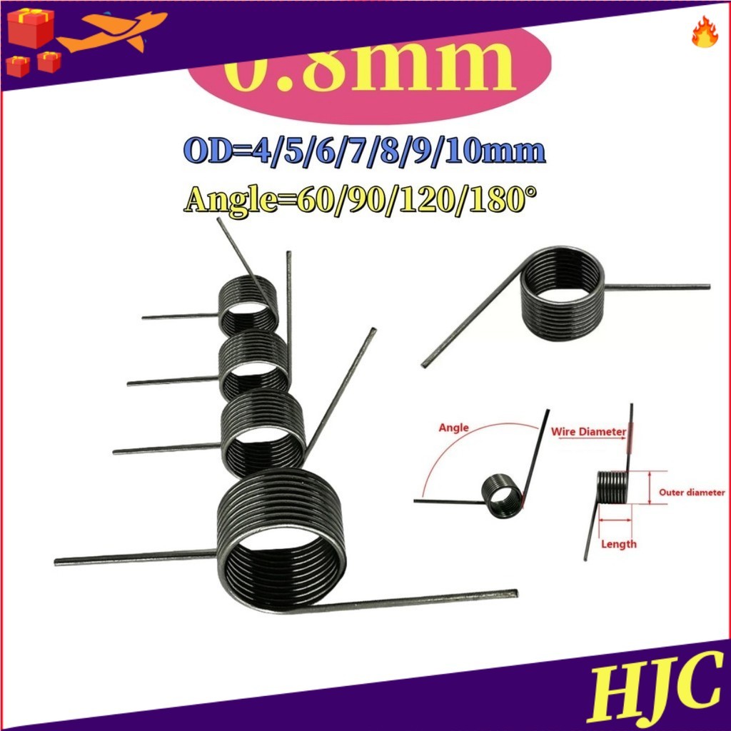 10pcs d0.8mm OD4/5/6/7/8/9/10mm V-shaped spiral torsion สปริงมุม 60/90/120/180 องศา<HJC-MB>
