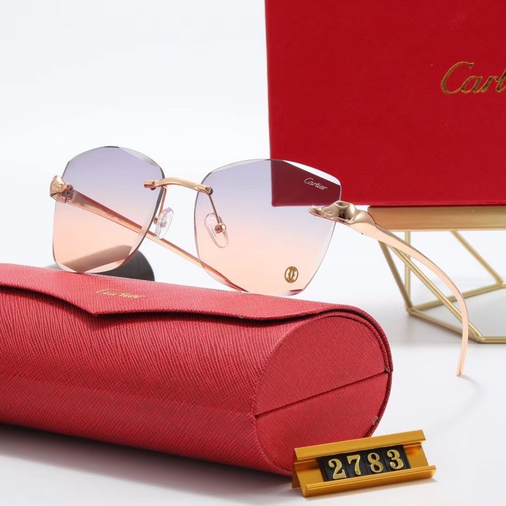 Cartier แว่นกันแดด แบบไม่มีกรอบ สไตล์ฮิปฮอปทันสมัย รหัส 2SK2783