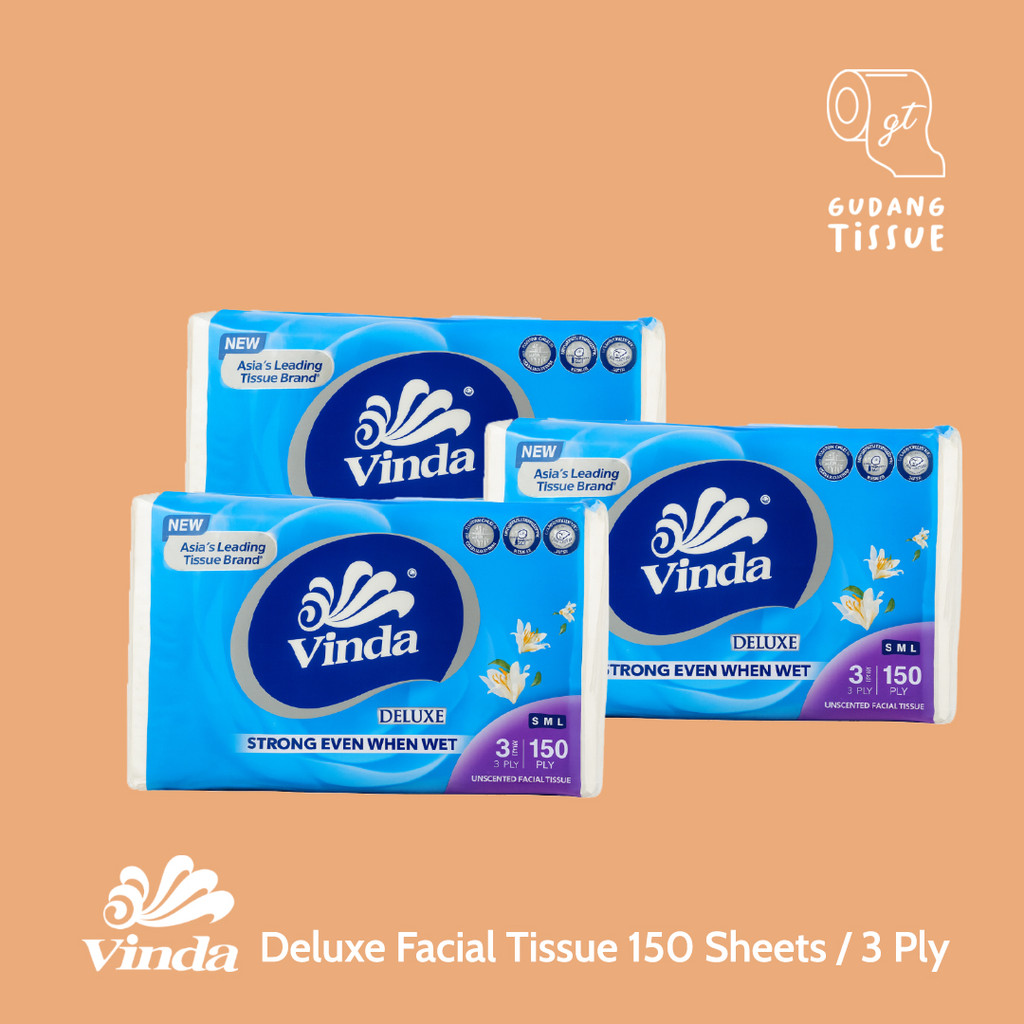 Vinda Deluxe Travel Pack ทิชชู่ 150 ชั้น / 3 ชั้น - 3 แพ็ค