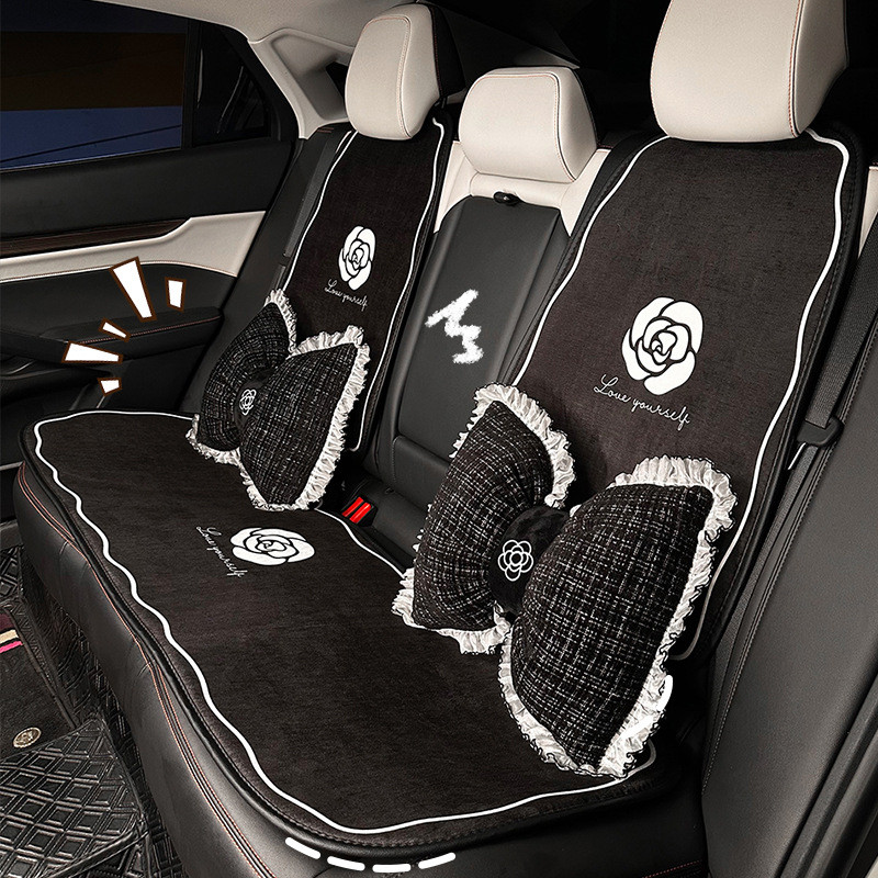 New Classic Style Camellia Automotive Waist Cushion Creative Lace Car Pillow Neck Pillow Four Seasons Universal Car Interior Design Supplies Fashion car seat cushion interior decoration