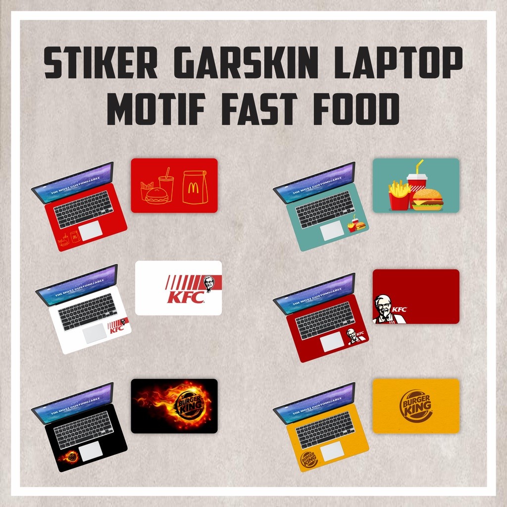 GARSKIN อุปกรณ์เสริมแล็ปท็อปแล็ปท็อป NoteBook Fast Food McD KFC Burger King