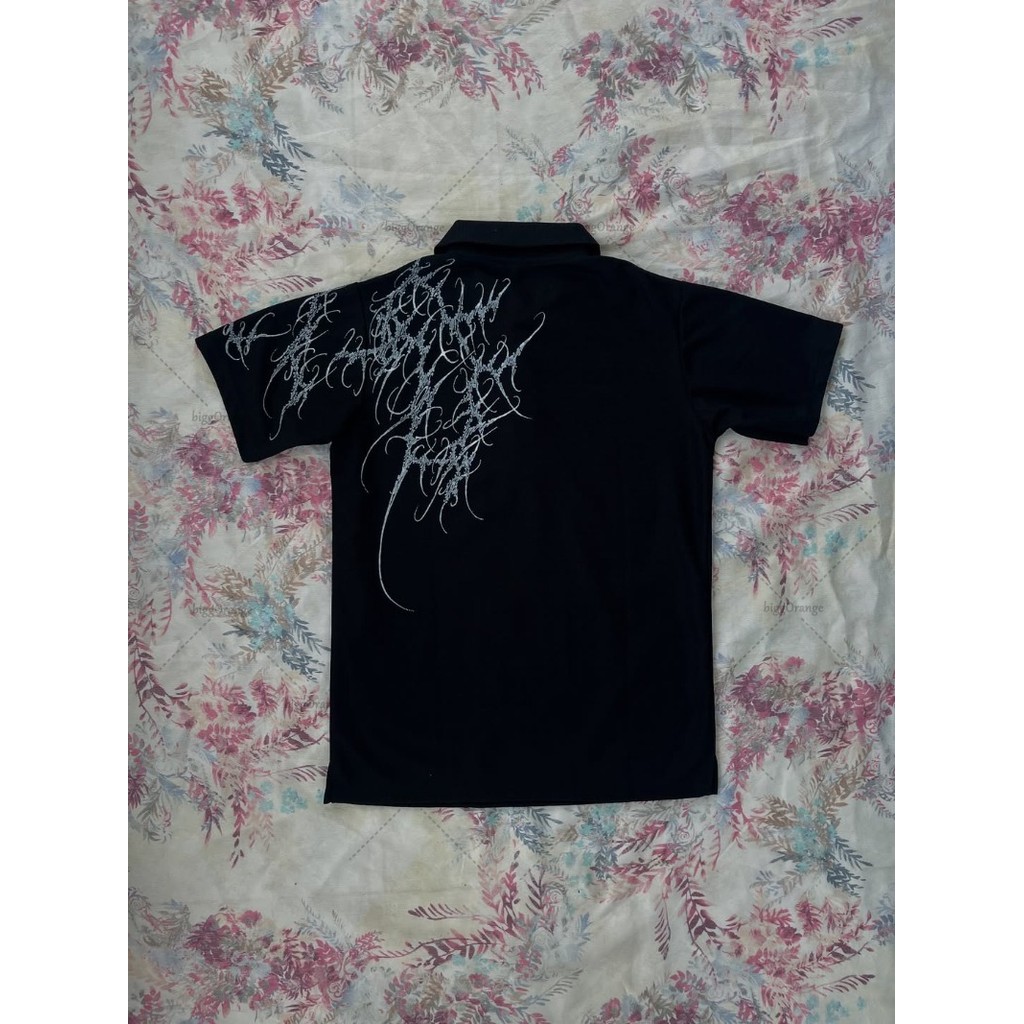 Y2K Punk Harajuku Graphic Top Retro Casual เสื้อโปโล Hip Hop Rock Casual Streetwear เสื้อยืดปก