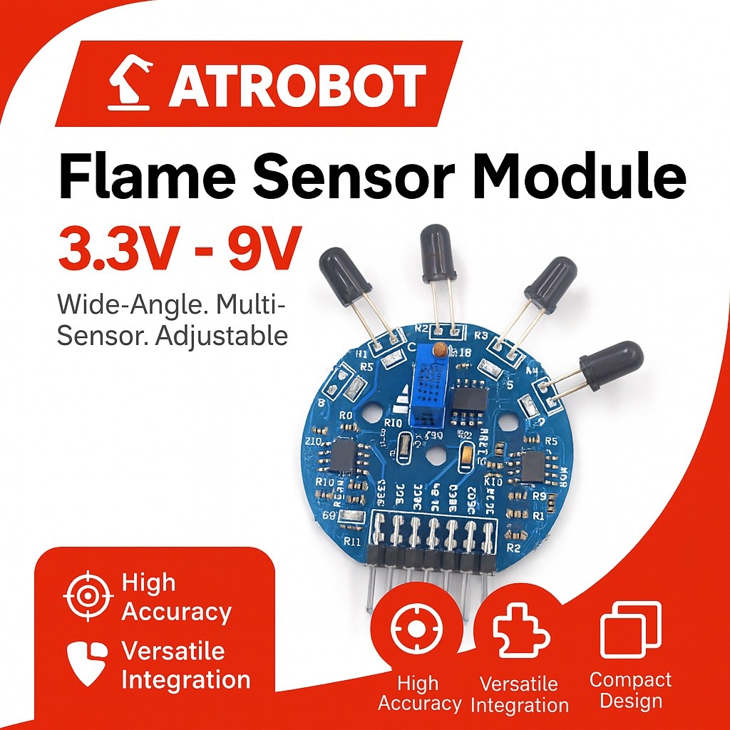 5-Channel Flame Sensor Relay Module, LM393 IR 700-1100nm, Digital/Analog Output, AC/DC (Relay/12V/Mo