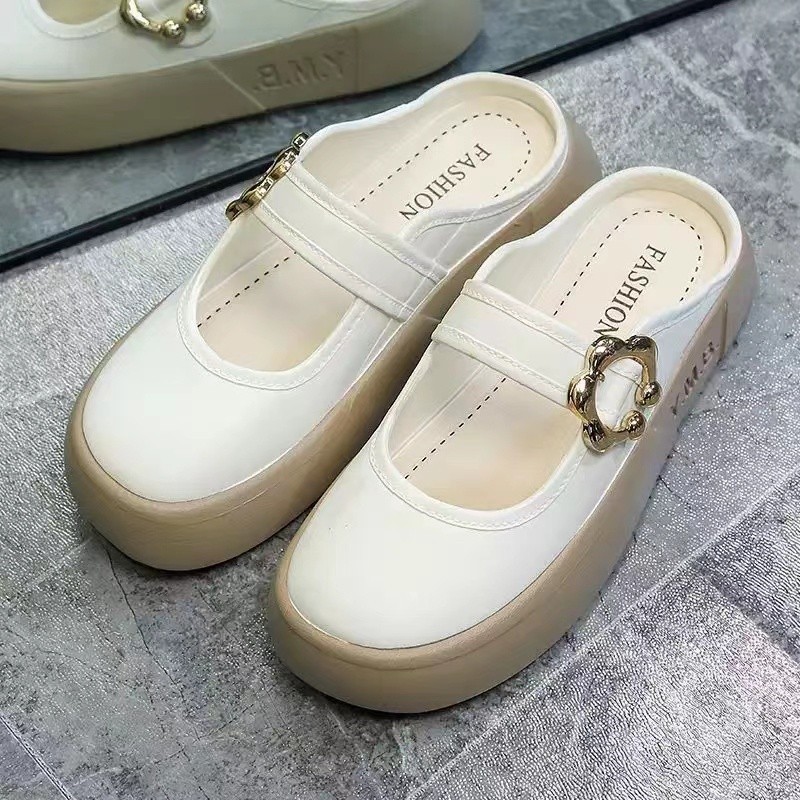 ManBu8🌞พร้อมส่ง🚚 รองเท้าเเตะแฟชั่นผู้หญิงมาใหม่  รองเท้าแตะสวม สายคาดดีเทลเข็มกลัด สีพาสเทล ใส่ทำงานไปเที่ยวปาตี้TO-LAN - รูปที่ 4