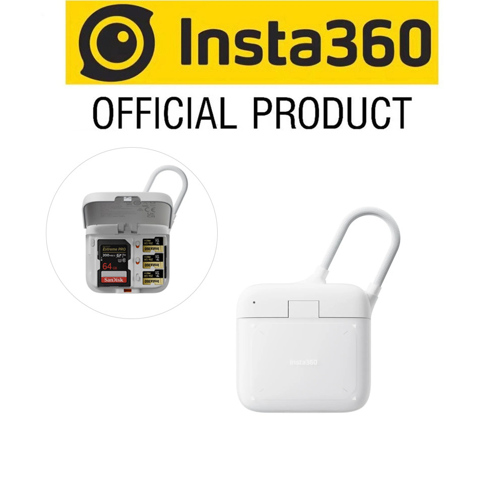 Insta360 เครื่องอ่านการ์ด 2-in-1 + เคสสําหรับ Insta360 GO Ultra/X5/X4/Ace Pro 2/Flow 2 Series/Flow P