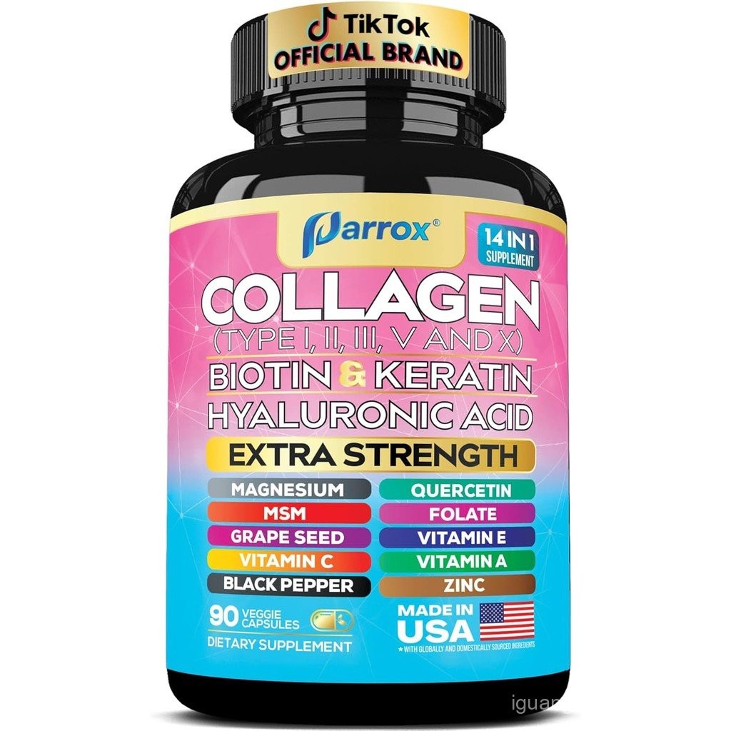 คอลลาเจนเปปไทด์ชนิด I, II, III, V & X, MCG Biotin, Keratin, Hyaluronic Acid, MSM, Zinc, สารสกัดจากเม