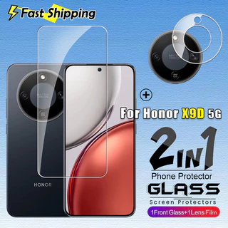 Honor X9D 2in1 สําหรับลายนิ้วมือปลดล็อคกระจกนิรภัยสําหรับ Honor X9D HonorX9D X9 D 5G 2025 3D Protector เต็มหน้าจอฝาครอบ HD หน้าจอเลนส์ป้องกันฟิล์ม