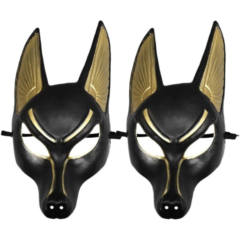 Alipis 2pcs Anubis Mask Egyptian Cosplay Costume Accessory Mardi Gras Mask Prop Egyptian Cosplay Ani