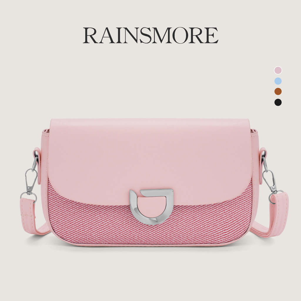 RAINSMORE - กระเป๋าสะพายไหล่สีชมพูสวยงาม ออกแบบมาให้มีความจุเยอะ มาพร้อมสายคล้องไหล่โลหะประณีต เป็นไอเท็มทุกวันที่เหมาะสำหรับกระเป๋าถือสุภาพสตรีเพื่อสร้างความสง่างามในทุกโอกาส