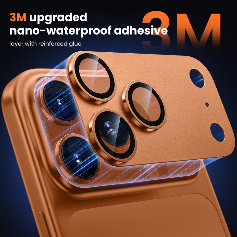 Cosmic Orange Matte โลหะเลนส์สีหลัก Anti Scratch ป้องกัน Flim สําหรับ iPhone 17Air 17 Pro Max AR HD กล้องกระจกเกราะโลหะผสมคลุมทั้งหมดป้องกันลายนิ้วมือ