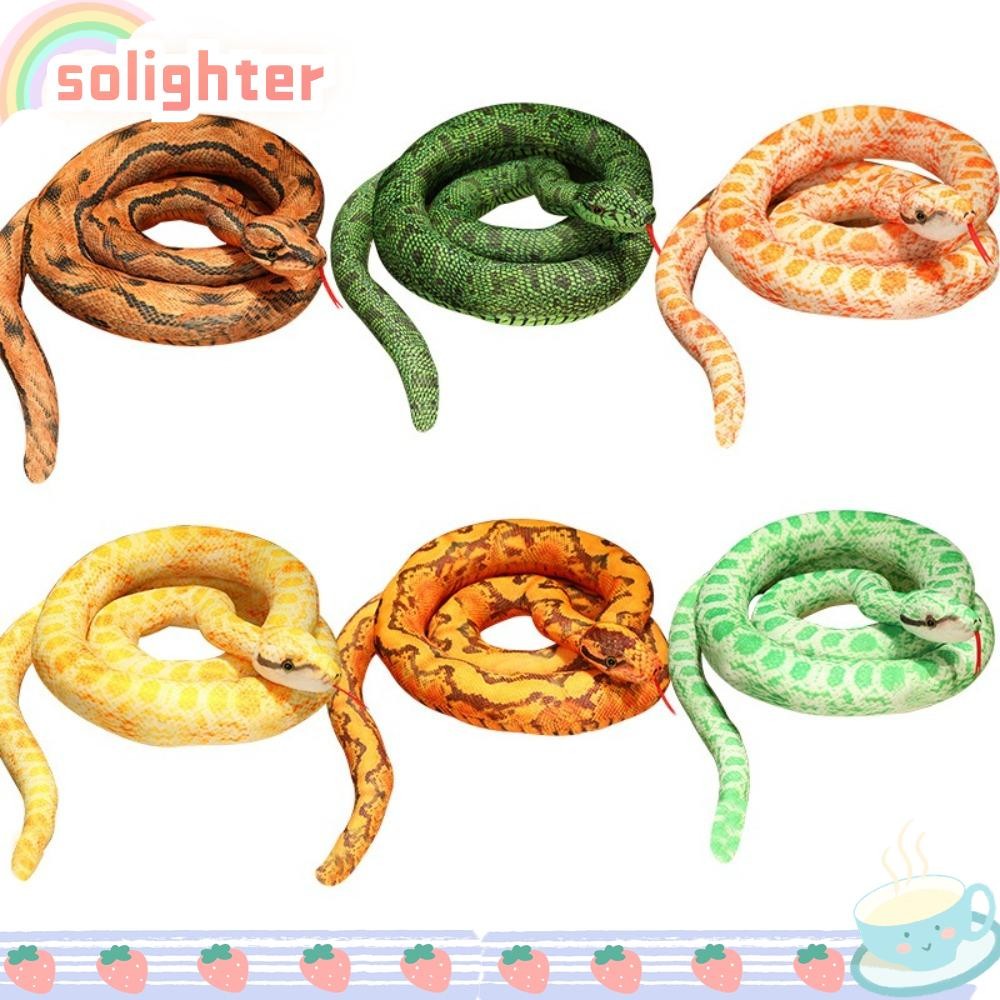 SOLIGHTER ของเล่นงูยักษ์, 110/160 ซม.ตุ๊กตาสัตว์ประดิษฐ์ Python ของเล่นตุ๊กตา, เลียนแบบจําลองตลกสีเหลืองสีเขียวยาวงู Spoof Joke