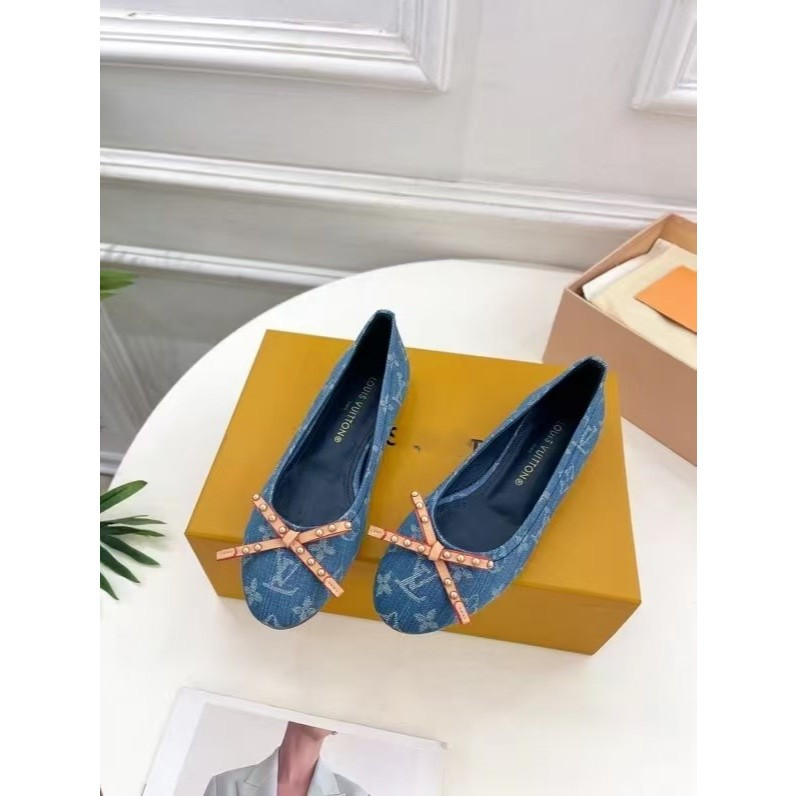รองเท้าผู้หญิง L* Flat Nina Flat Ballerina แบรนด์นําเข้า VVIP คุณภาพ Denim