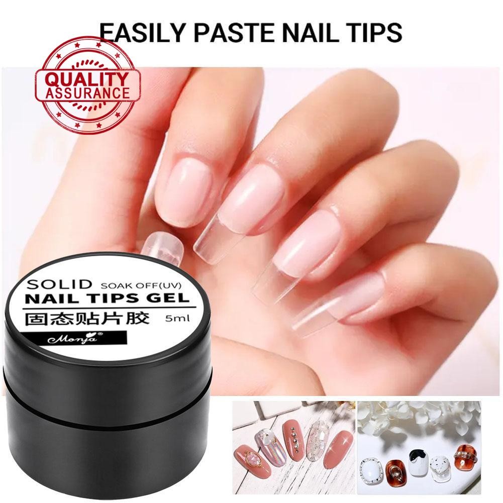 Solid Nail Tips Gel แผ่นแปะเล็บที่สวมใส่ได้และลอกได้ เจลติดเล็บแบบส่องไฟ Q8o9