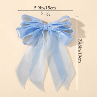 กิ๊บติดผมโบว์ขนาดใหญ่ สไตล์หวานสำหรับผมหางม้า ทำจาก organza สีดำ