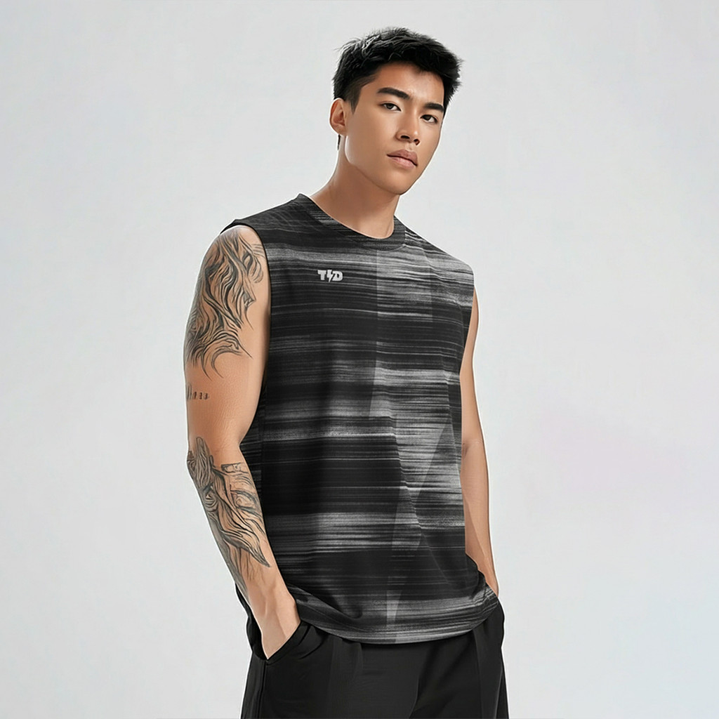 MSB04 Superairdrylite Mens Sleeve Running Kalcer T-Shirt "เส้น grunge"