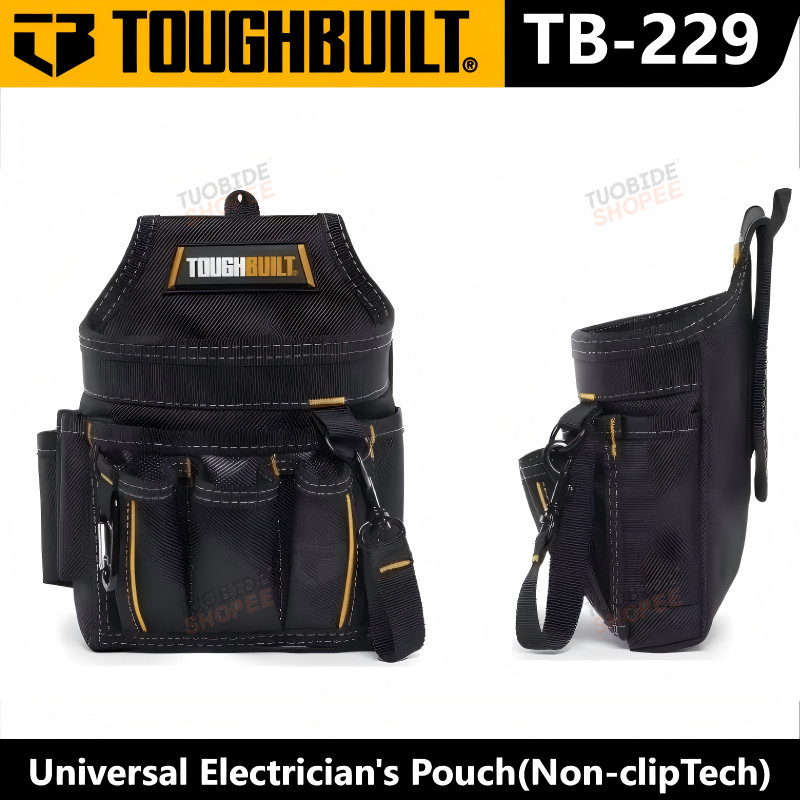 TOUGHBUILT TB-229 กระเป๋าเครื่องมือช่างไฟฟ้า ทนทาน ถอดง่าย พร้อมแผ่นรองและสายสะพาย สำหรับงานติดตั้งแ