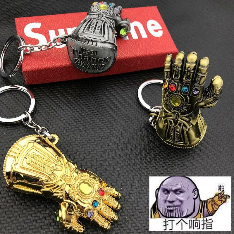 Hot Sale#Avengers3Thanos Infinity Gauntlet Keychain Hulk Infinity Stone Model Keychain Chain Pendant