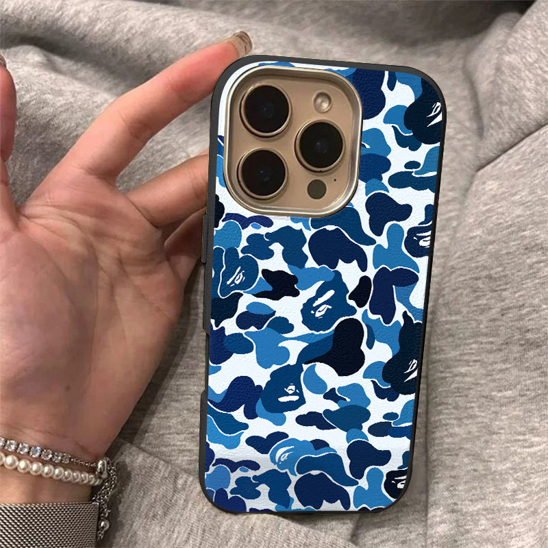 เคสไอโฟน 14 16 15 สำหรับ IPhone 17 AIR 15 13 11 16 14 12 ProMax 15 14 16 6 6S Plus XR X เขียวอำพรางหนังพื้นผิวซิลิโคน