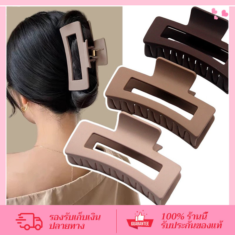 CORNER คุณภาพสูงสแควร์คลิปผมผู้หญิงแฟชั่น เคลือบ ปลาฉลาม คลิปอุปกรณ์เสริมผมที่เรียบง่าย🌸จัดส่งในกรุงเทพฯ🌸