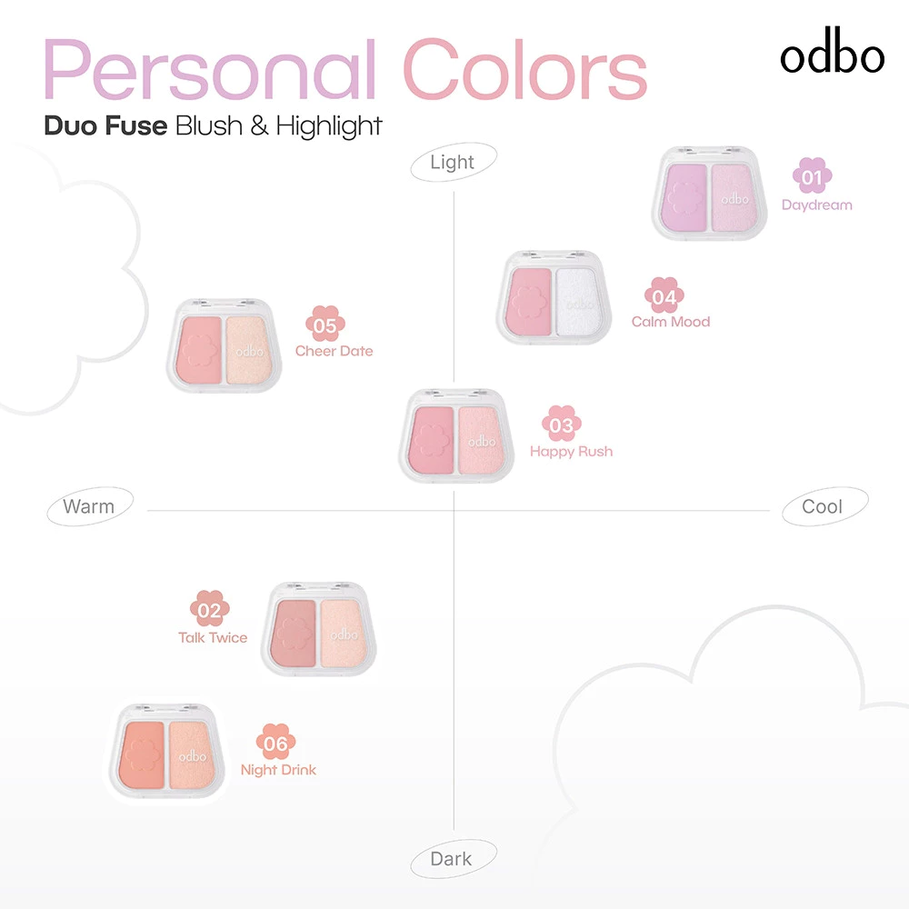 ODBO OD1333 Duo Fuse Blush & Highlight บลัชโกลว์+ไฮไลท์ 2in1 thumbnail 6
