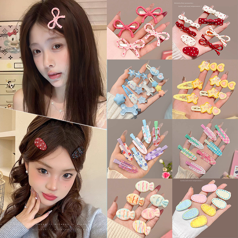 O1312-1 กิ๊บหนีบผมแมวลายการ์ตูนน่ารัก กิ๊บปากเป็ดหัวใจสำหรับเด็กผู้หญิง ONE BATH