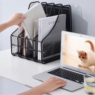 ​​ชั้นวางเอกสารและหนังสือ 4 ชั้น สแตนเลสแข็งแรง ขนาด 32x30x32 ซม. สำหรับจัดเก็บโฟลเดอร์และของใช้​​
