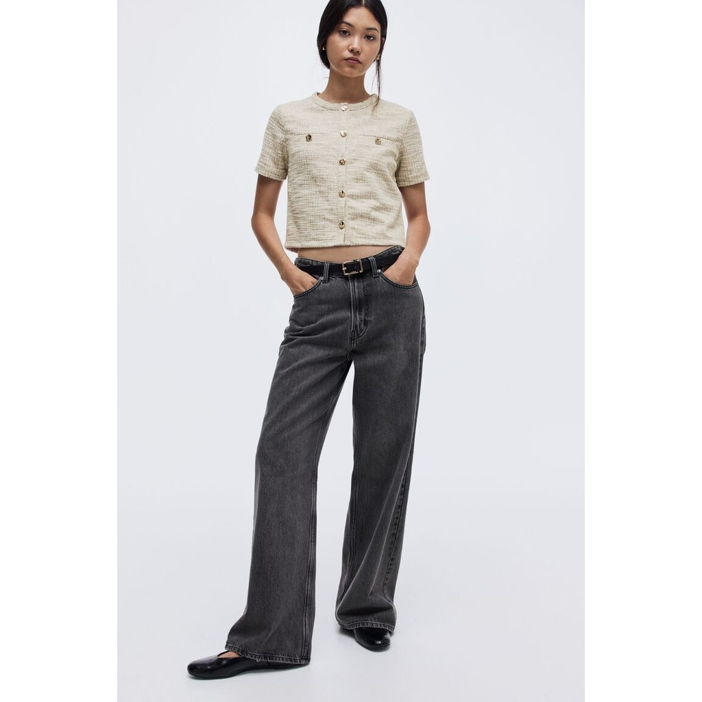 H&M(เอชแอนด์เอ็ม) คาร์ดิแกนผ้าสักหลาดเนื้อสัมผัส Women Textured jersey cardigan 1288740_1