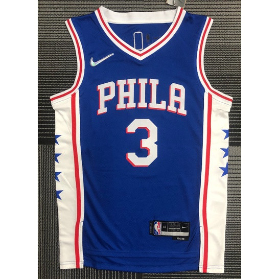 เสื้อjersey Philadelphia 76ers แบบ Hot Pressed สีน้ำเงิน หมายเลข 3 Inspired by Allen Iverson