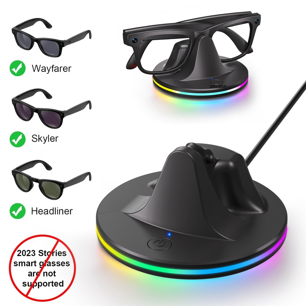 สําหรับ Ray-Ban Meta Headliner/Skyler/Wayfarer RGB แท่นชาร์จพร้อม USB to Type C สายชาร์จสําหรับ Ray-
