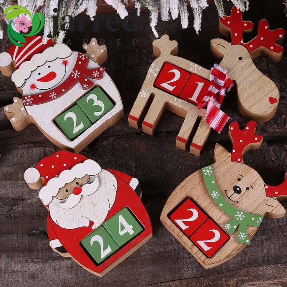 JARRED Elk Advent ปฏิทิน, 3D DIY คริสต์มาสนับถอยหลังปฏิทิน, Xmas Party Layout ตกแต่งไม้นํากลับมาใช้ใ