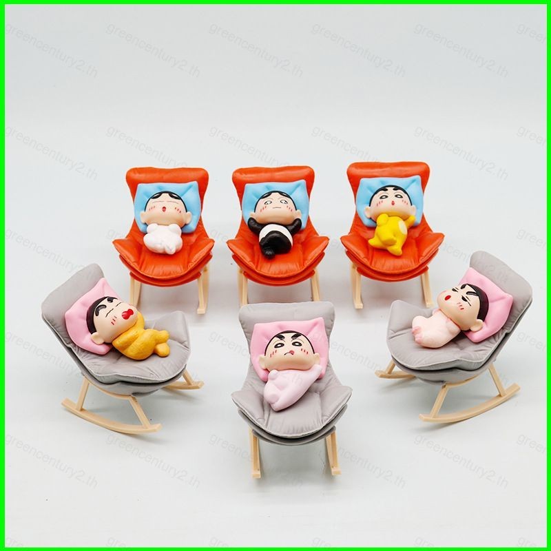GC 6 ชิ้น Crayon Shin-chan NAILONG แกว่งเก้าอี้ Shin-chan นอนสัตว์ Action Figure เครื่องประดับ