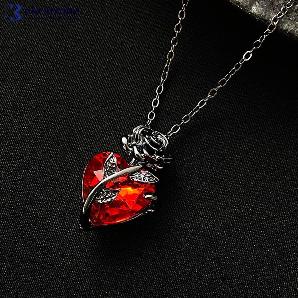 OKCATZONE Gothic Rose Heart สร้อยคอ Y2K Dark Romance ปรับจี้หัวใจสําหรับผู้หญิงส่วนบุคคลที่ไม่ซ้ํากั