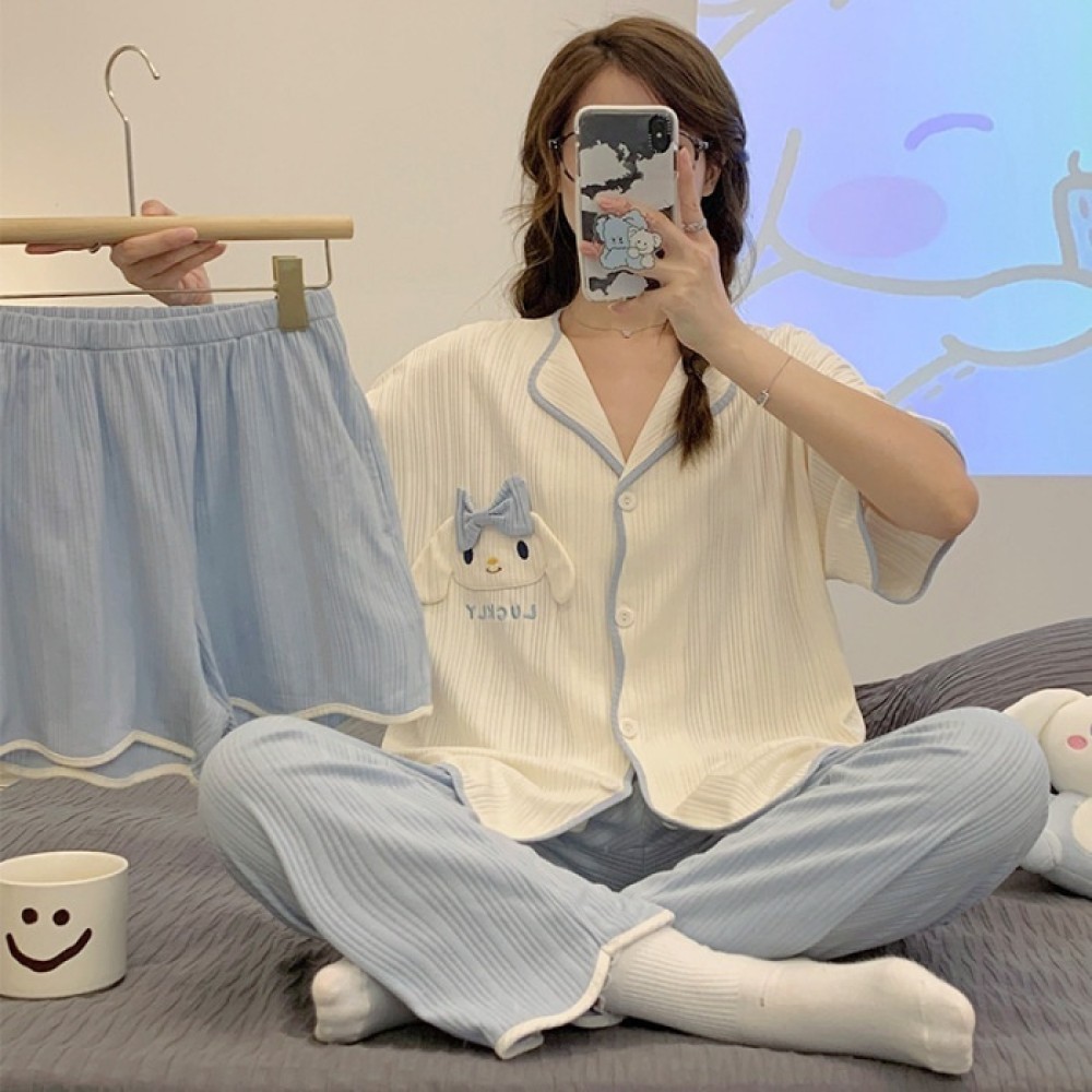 สินค้ามาใหม่ ชุดนอนแฟชั่น ชุดนอนน่ารัก เซ็ทชุดนอนลายการ์ตูน Sanrio งานผ้าร่องผ้านุ่ม งานดีสุดๆ Size 