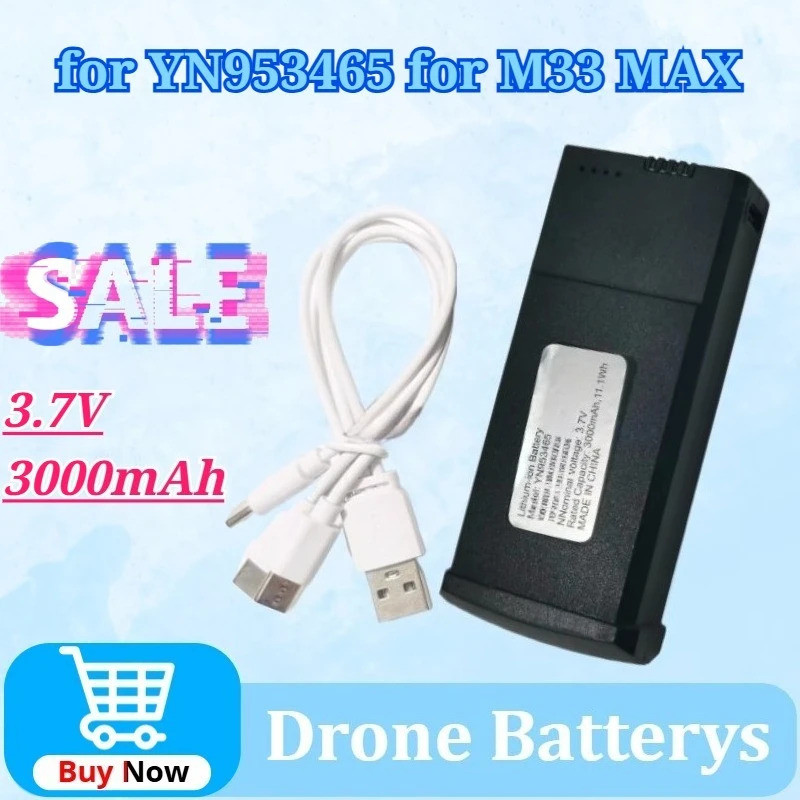 สําหรับYN953465 สําหรับ M33 MAX K19 M22 M66MAX 3.7V 3000mAh แบตเตอรี่ HD ESC Sero Dual กล้อง Wifi GP