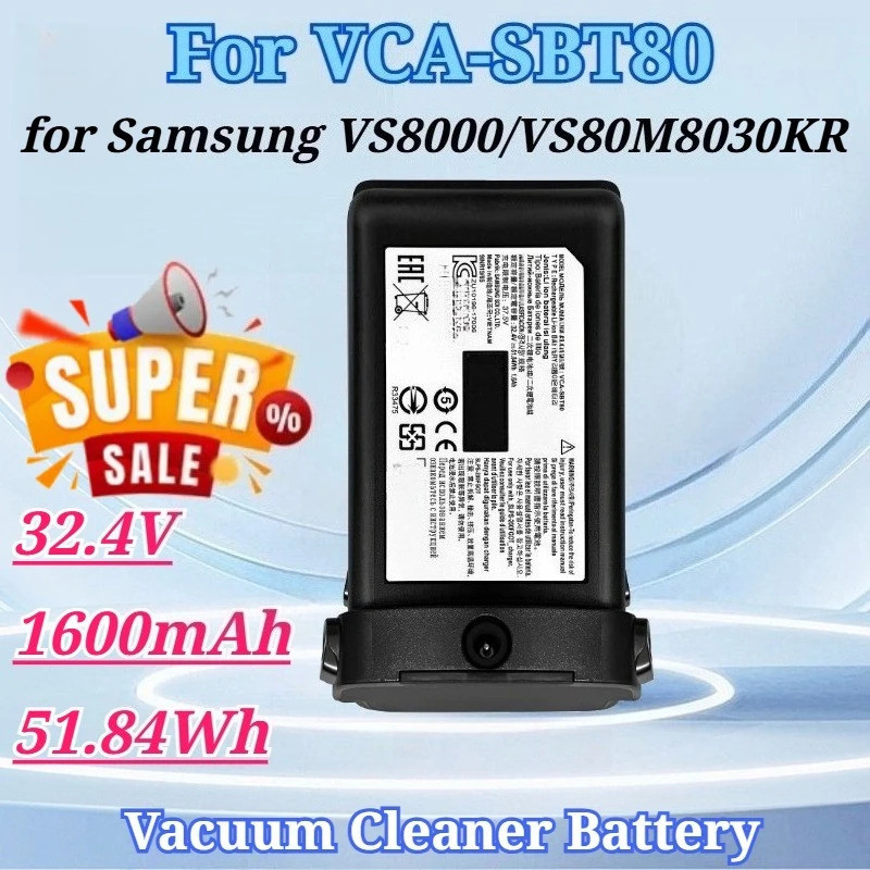 สําหรับ VCA-SBT80 แบตเตอรี่ 32.4V 1600mAh 51.84Wh สําหรับ Samsung Power Stick Pro VS8000 VS80M8030KR