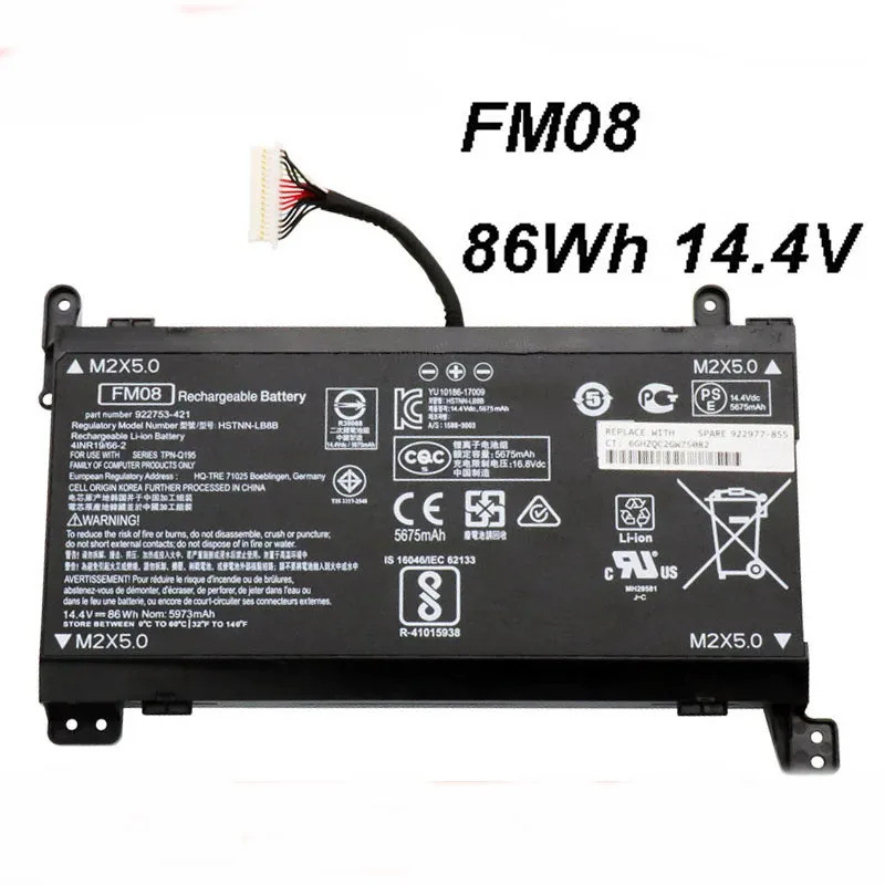 FM08 86Wh 5675mAh 14.4V แบตเตอรี่แล็ปท็อปสําหรับ HP Omen 17-an014ng HSTNN-LB8B 922753-421 922977-855