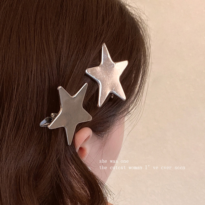 ชุด 4 ชิ้น Silver Five-Pointed Star Side Clip Simple รูปที่ 7