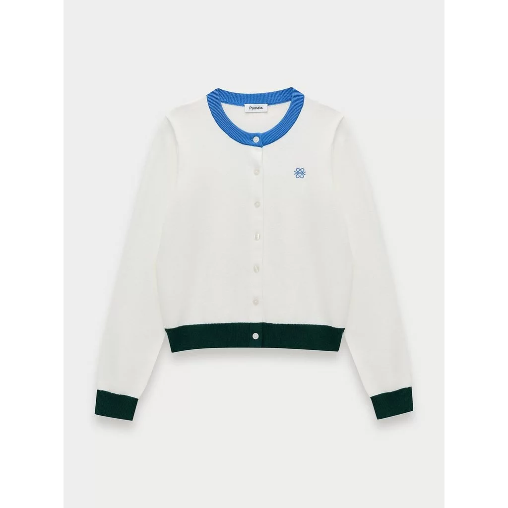 [Pomelo] เสื้อคาร์ดิแกนแต่งขอบสีตัดกัน / Contrast Trim Cardigan